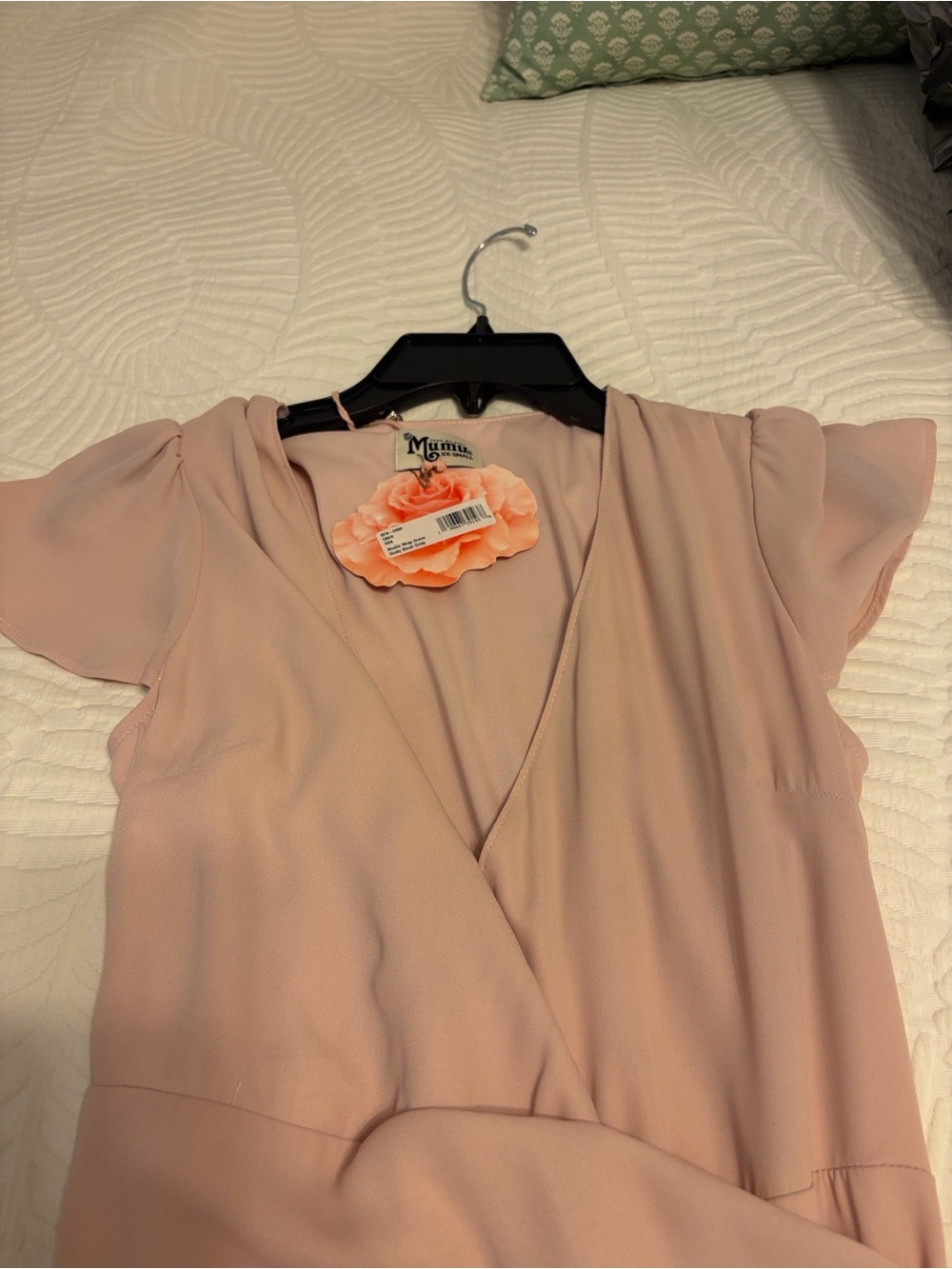 Show Me Your MuMu Soft Blush Wrap-Style Flutter Sleeve Blouse